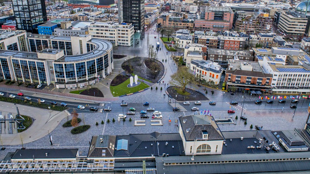 Luchtfoto stationsgebied Leeuwarden